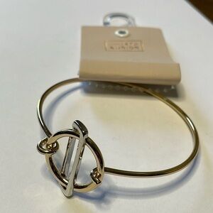 NWT 14th & Union Rectangle Interlocked Circle Bracelet Gold Silver Tone Metal